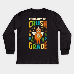 I'm Ready To Crush 3rd Grade Unicorn Sloth Back To School Kids Long Sleeve T-Shirt